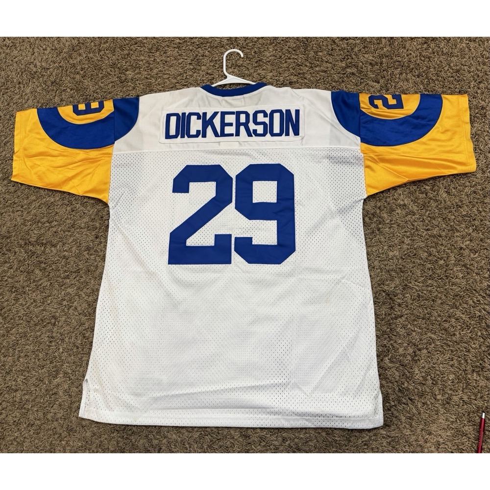 Design By Jeff Hampton For Eric Dickerson LA Rams Jersey White Blue Men 3XL (56)